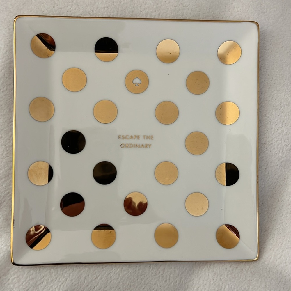 Kate Spade Escape The Ordinary Gold Polka Dot Decorative Tray